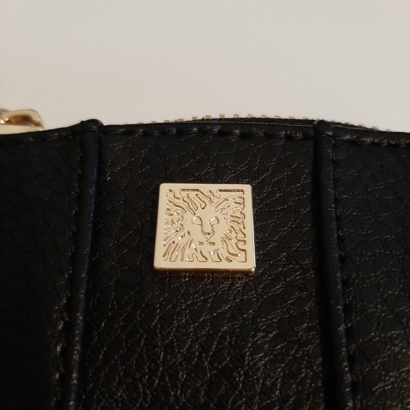 Anne Klein Key Chain Zippered Pouch Bag Charm Black Leather - Picture 7 of 7